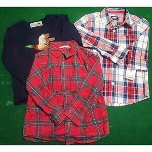 3 Boys 4t Longsleeve Shirts NWT OSH KOSH PLAID Button Up Red Flannel‎ Duck 4T